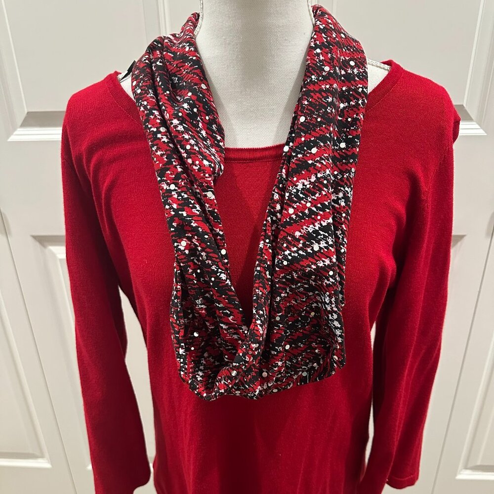 Excellent condition red long sleeve sweater with scarf sold at Belk, size medium